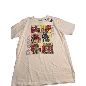 Transformers XL Optimus Prime T-Shirt Mens Cream NWT Comic Graphic Tee